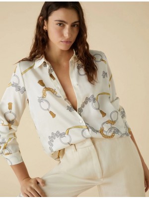 Emme By Marella Patterned shirt White Πουκάμισο Πουκάμισα