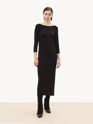 Ioanna Kourbela Eco Vital Γυναικείο Μαύρο Μάξι Φόρεμα Φορέματα