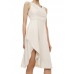 Ioanna Kourbela Midi Asymmetric Dress – Linen Love Μπεζ Ασύμμετρο Μίντι Φόρεμα Φορέματα