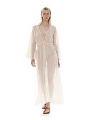 Ioanna Kourbela Maxi Long Sleeved Dress - Through the Net Μάξι Μακρυμάνικο Φόρεμα  Φορέματα
