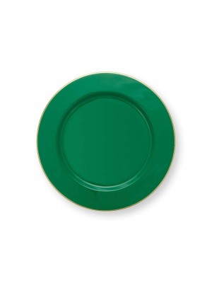 Pip Studio Metal Plate Dark Green 32cm Μεταλλικό Πράσινο Πιάτο Σερβίτσια 