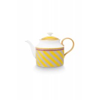 Pip Studio Pip Chique Stripes Tea Pot Large Yellow Πορσελάνινη Κίτρινη Ριγέ Τσαγιέρα Σερβίτσια 