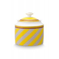 Pip Studio Pip Chique Stripes Sugar Bowl Yellow Πορσελάνινη Κίτρινη Ριγέ Ζαχαριέρα  Σερβίτσια 