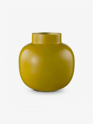 Pip Studio Round Metal Vase Mini Μεταλλικό Κίτρινο Βάζο Βάζα