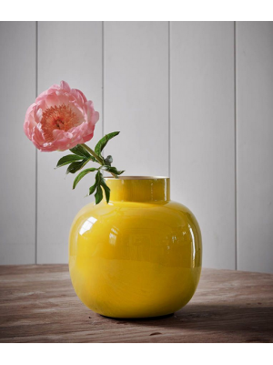 Pip Studio Round Metal Vase Μεταλλικό Κίτρινο Βάζο Βάζα