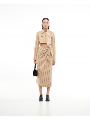 Wrap Striped Skirt Camel Φούστες