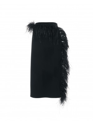 Midi Skirt With Black Feathers Φούστες