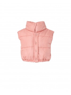 Cropped Puffer Vest Pink Πανωφόρια