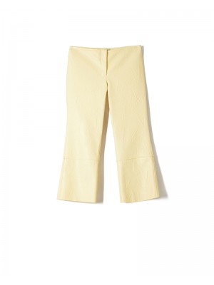 Milkwhite Faux Leather Pants Croco Yellow Γυναικείο Κίτρινο Κροκό Παντελόνι Δερματίνη Παντελόνια