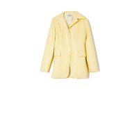 Milkwhite Faux Leather Jacket Yellow Γυναικείο Κίτρινο Σακάκι Δερματίνη Πανωφόρια
