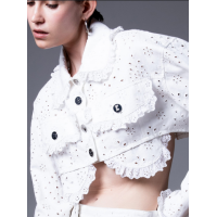 Milkwhite Cropped Denim Jacket Μπλούζες / Τοπ