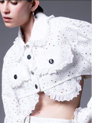 Milkwhite Cropped Denim Jacket Μπλούζες / Τοπ