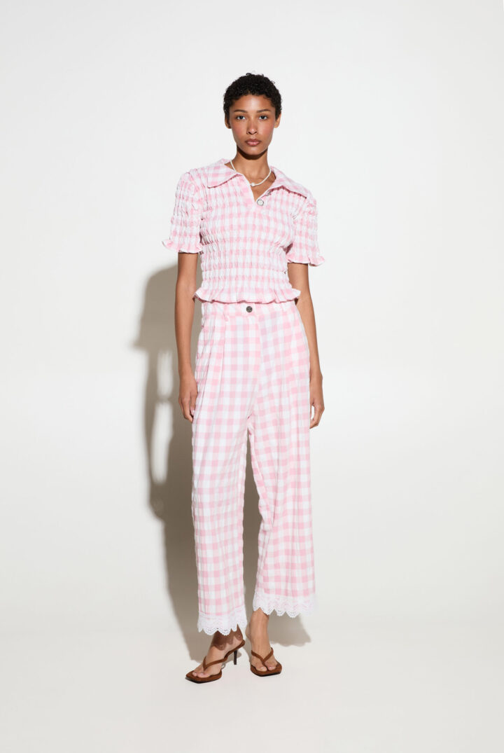MILKWHITE - POLO TOP PINK-WHITE