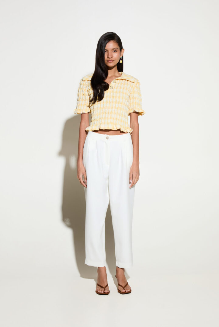 MILKWHITE - POLO TOP YELLOW-WHITE