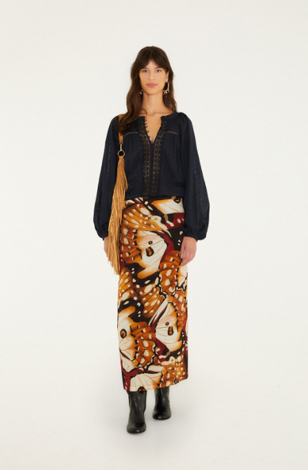Farm Rio - Borbofly jersey midi skirt