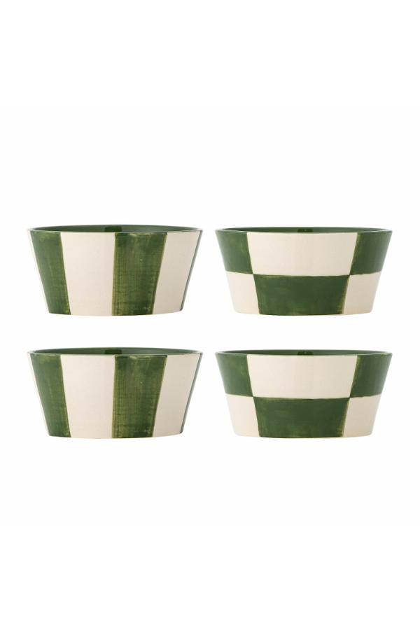 Bloomingvile - Floki Bowl, Green, Stoneware - Stripes