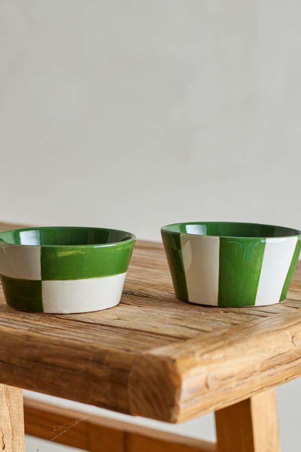 Bloomingvile - Floki Bowl, Green, Stoneware - Checkerboard blocks