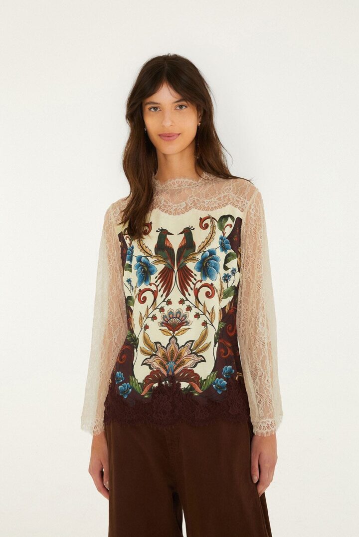 Farm Rio - Millena lace long sleeve blouse
